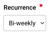 Image shows the recurrance field is set to bi-weekly.