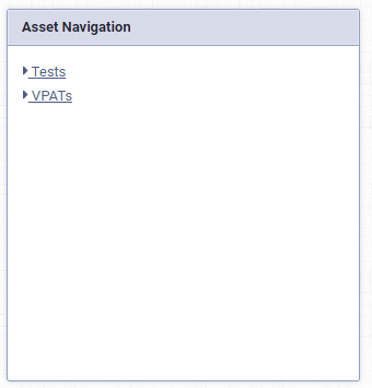 Test links on the Asset dashboard.