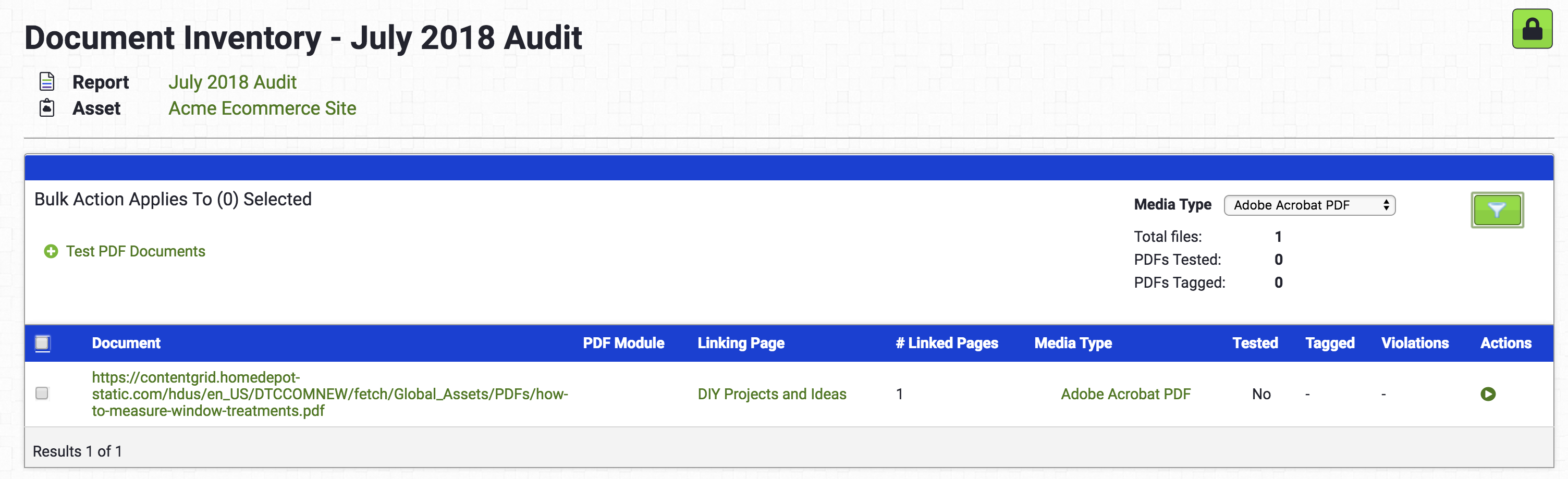 PDF testing in AMP Level Access Help Center