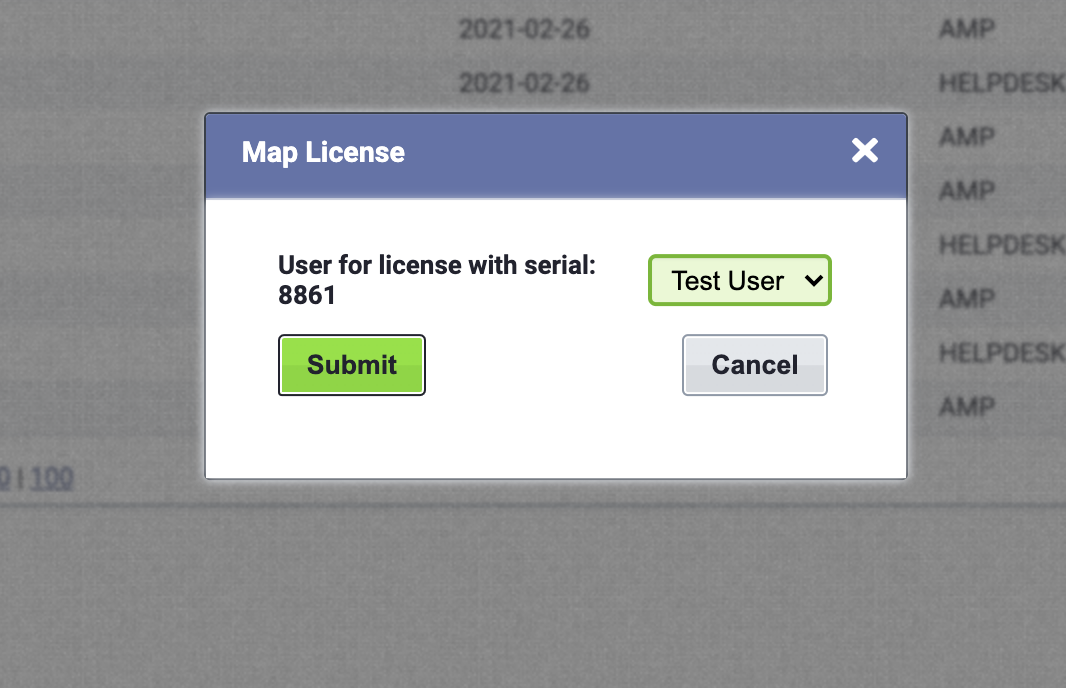 Map licenses confirmation window.