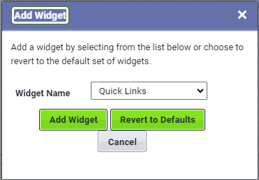 Add widget dialog box.