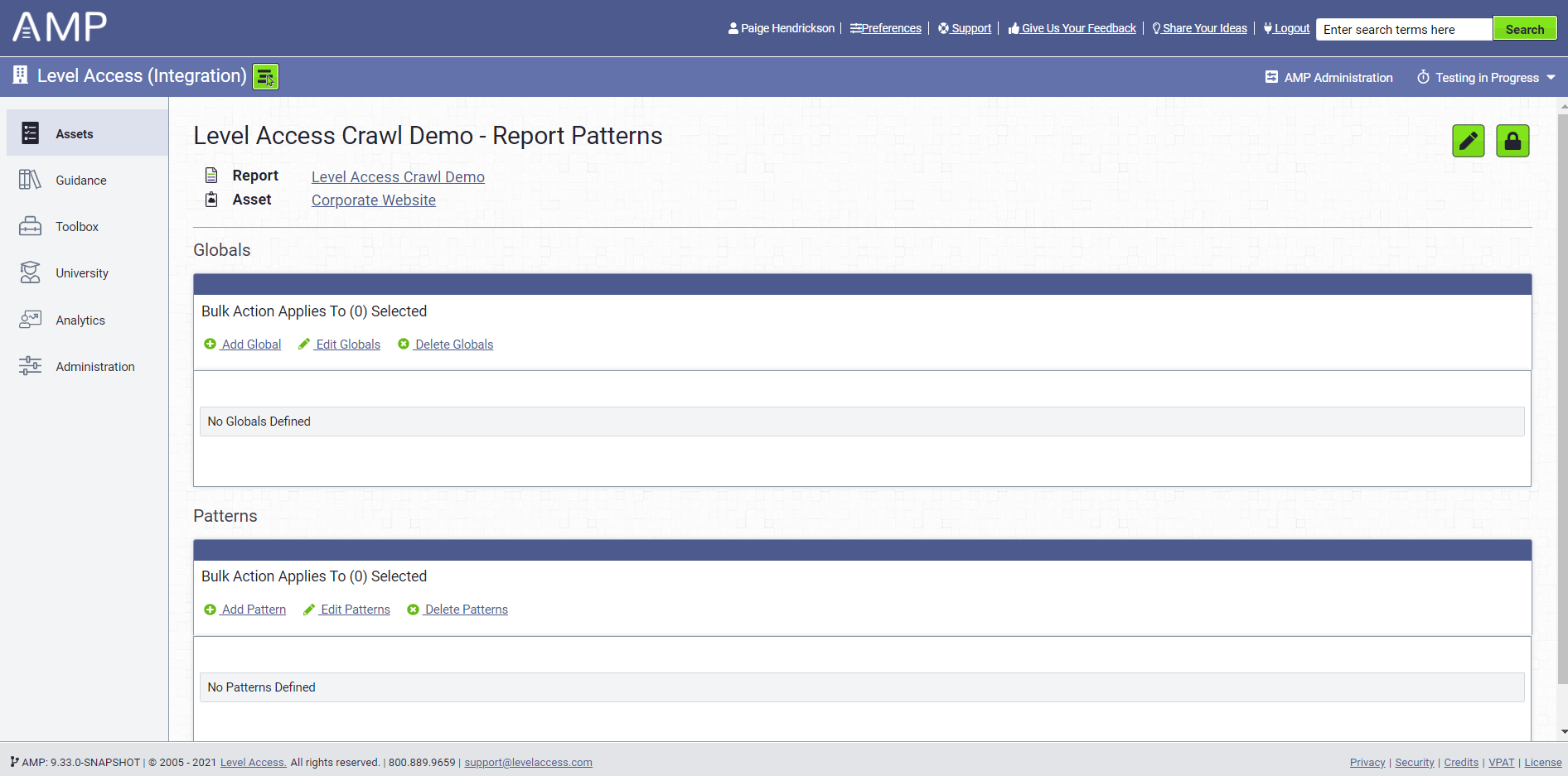 Report patterns page.