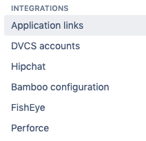 Applications menu, shows Application links selected.