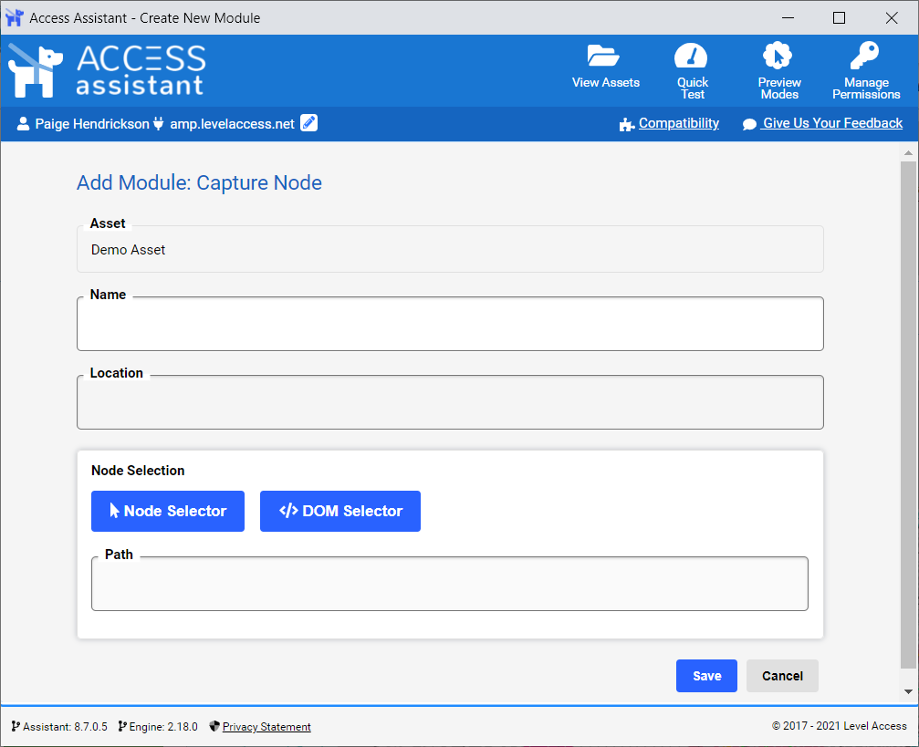 Access Assistant, Add Module: Capture Node page.
