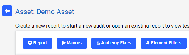 Asset page, shows the Element Filters button.