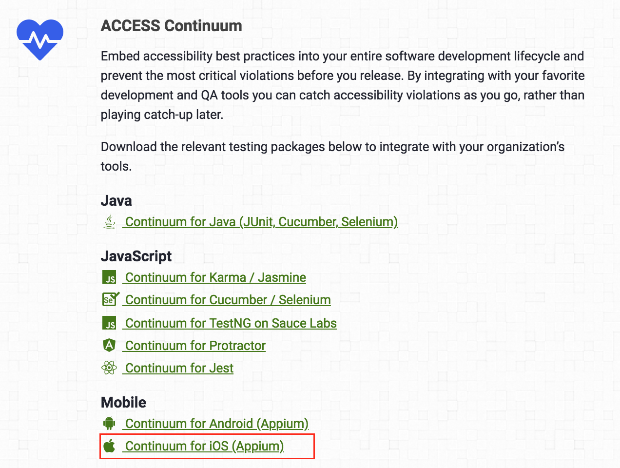Continuum for iOS download in AMP Toolbox.