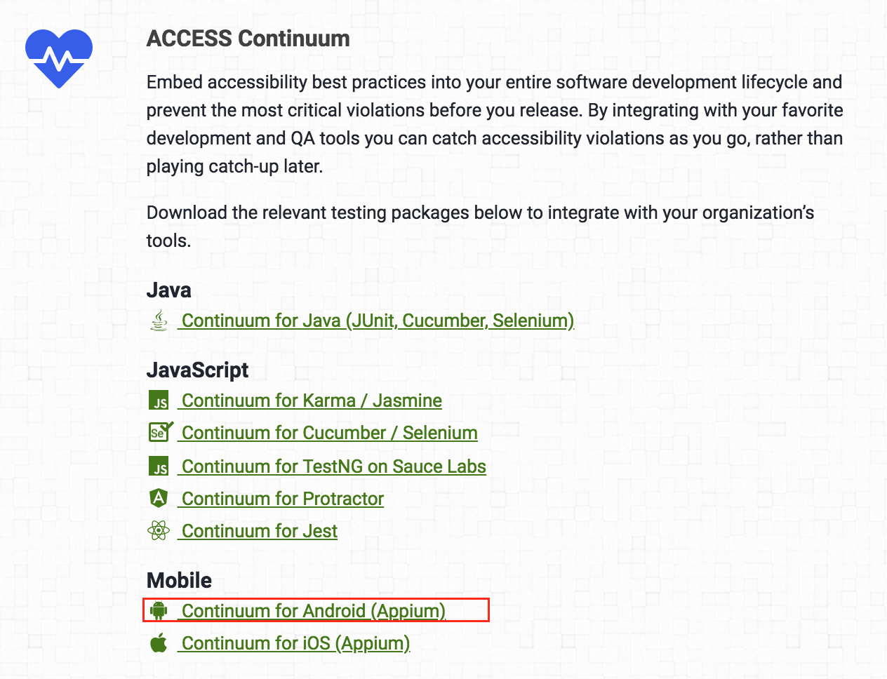 Continum for Android download in AMP Toolbox.