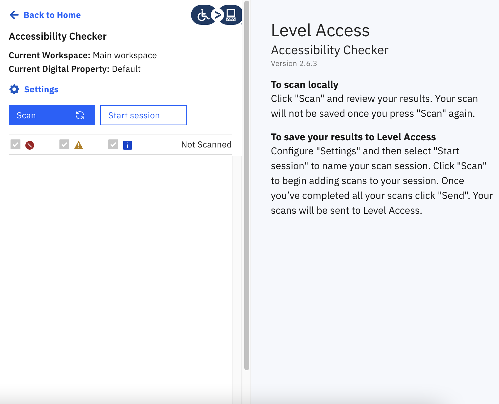 Level Access Accessibility Checker landing page.