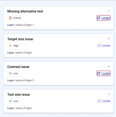 Go to a located issue by selecting the Locate link.