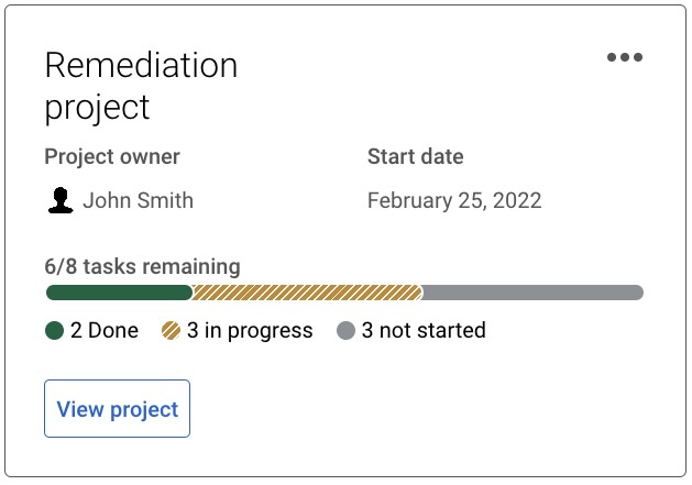 Screenshot of a project called Remediation project in the eA Platform.