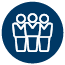 Icon containing the outline of a group of people.